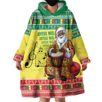 Senegal Christmas Wearable Blanket Hoodie Black Santa Playing Djembe Drum - Wonder Print Shop