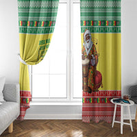 Senegal Christmas Window Curtain Black Santa Playing Djembe Drum - Wonder Print Shop