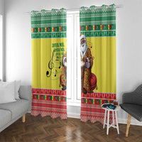 Senegal Christmas Window Curtain Black Santa Playing Djembe Drum - Wonder Print Shop