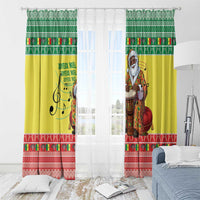 Senegal Christmas Window Curtain Black Santa Playing Djembe Drum - Wonder Print Shop