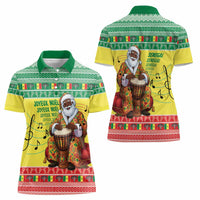 Senegal Christmas Women Polo Shirt Black Santa Playing Djembe Drum - Wonder Print Shop