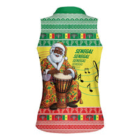 Senegal Christmas Women Sleeveless Polo Shirt Black Santa Playing Djembe Drum - Wonder Print Shop