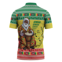 Senegal Christmas Zipper Polo Shirt Black Santa Playing Djembe Drum - undefined