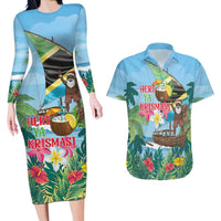 Tanzania Christmas Couples Matching Long Sleeve Bodycon Dress and Hawaiian Shirt Heri ya Krismasi - Wonder Print Shop