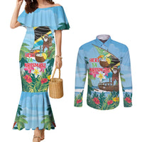 Tanzania Christmas Couples Matching Mermaid Dress and Long Sleeve Button Shirt Heri ya Krismasi - Wonder Print Shop