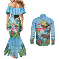 Tanzania Christmas Couples Matching Mermaid Dress and Long Sleeve Button Shirt Heri ya Krismasi - Wonder Print Shop