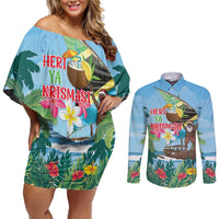 Tanzania Christmas Couples Matching Off Shoulder Short Dress and Long Sleeve Button Shirt Heri ya Krismasi - Wonder Print Shop
