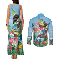 Tanzania Christmas Couples Matching Tank Maxi Dress and Long Sleeve Button Shirt Heri ya Krismasi - Wonder Print Shop