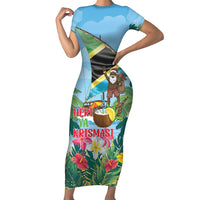 Tanzania Christmas Short Sleeve Bodycon Dress Heri ya Krismasi - Wonder Print Shop