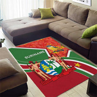 Suriname Independence Day Area Rug Coat Of Arms With Lesser Kiskadee - Wonder Print Shop