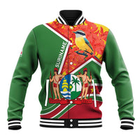 Suriname Independence Day Baseball Jacket Coat Of Arms With Lesser Kiskadee - Wonder Print Shop