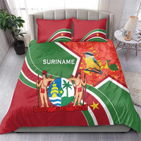 Suriname Independence Day Bedding Set Coat Of Arms With Lesser Kiskadee - Wonder Print Shop