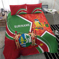 Suriname Independence Day Bedding Set Coat Of Arms With Lesser Kiskadee - Wonder Print Shop