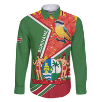 Suriname Independence Day Family Matching Summer Maxi Dress and Hawaiian Shirt Coat Of Arms With Lesser Kiskadee - Wonder Print Shop