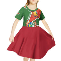 Suriname Independence Day Kid Short Sleeve Dress Coat Of Arms With Lesser Kiskadee - Wonder Print Shop