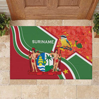 Suriname Independence Day Rubber Doormat Coat Of Arms With Lesser Kiskadee - Wonder Print Shop