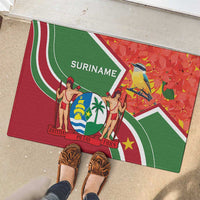 Suriname Independence Day Rubber Doormat Coat Of Arms With Lesser Kiskadee - Wonder Print Shop