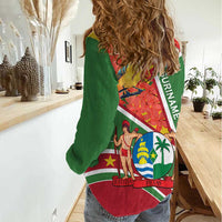 Suriname Independence Day Women Casual Shirt Coat Of Arms With Lesser Kiskadee - Wonder Print Shop