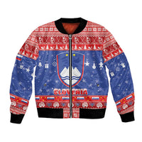 Slovenia Christmas Bomber Jacket Coat Of Arms Vesel Bozic - Wonder Print Shop
