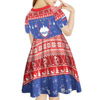 Slovenia Christmas Kid Short Sleeve Dress Coat Of Arms Vesel Bozic - Wonder Print Shop