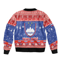 Slovenia Christmas Sleeve Zip Bomber Jacket Coat Of Arms Vesel Bozic - Wonder Print Shop