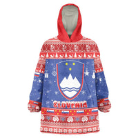 Slovenia Christmas Wearable Blanket Hoodie Coat Of Arms Vesel Bozic - Wonder Print Shop