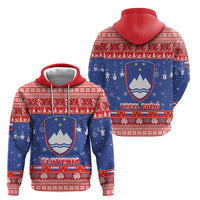Slovenia Christmas Zip Hoodie Coat Of Arms Vesel Bozic - Wonder Print Shop