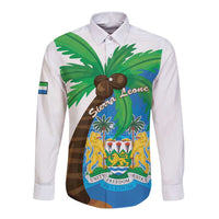 Personalised Sierra Leone Long Sleeve Button Shirt Coat Of Arms With Flag Map - Wonder Print Shop