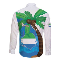 Personalised Sierra Leone Long Sleeve Button Shirt Coat Of Arms With Flag Map - Wonder Print Shop