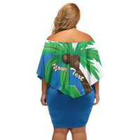Personalised Sierra Leone Off Shoulder Short Dress Coat Of Arms With Flag Map - Wonder Print Shop