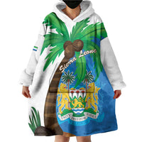 Personalised Sierra Leone Wearable Blanket Hoodie Coat Of Arms With Flag Map - Wonder Print Shop