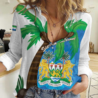 Personalised Sierra Leone Women Casual Shirt Coat Of Arms With Flag Map - Wonder Print Shop