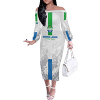 Custom Sierra Leone Football Family Matching Off The Shoulder Long Sleeve Dress and Hawaiian Shirt Go Leone Stars - Wonder Print Shop