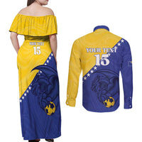 Custom Bosnia and Herzegovina Football 2026 Couples Matching Off Shoulder Maxi Dress and Long Sleeve Button Shirt The Dragons Of Europe - Wonder Print Shop