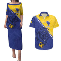 Custom Bosnia and Herzegovina Football 2026 Couples Matching Puletasi and Hawaiian Shirt The Dragons Of Europe - Wonder Print Shop