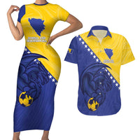 Custom Bosnia and Herzegovina Football 2026 Couples Matching Short Sleeve Bodycon Dress and Hawaiian Shirt The Dragons Of Europe - Wonder Print Shop