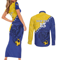 Custom Bosnia and Herzegovina Football 2026 Couples Matching Short Sleeve Bodycon Dress and Long Sleeve Button Shirt The Dragons Of Europe - Wonder Print Shop