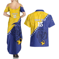 Custom Bosnia and Herzegovina Football 2026 Couples Matching Summer Maxi Dress and Hawaiian Shirt The Dragons Of Europe - Wonder Print Shop