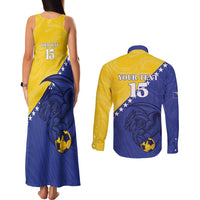 Custom Bosnia and Herzegovina Football 2026 Couples Matching Tank Maxi Dress and Long Sleeve Button Shirt The Dragons Of Europe - Wonder Print Shop