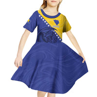 Custom Bosnia and Herzegovina Football 2026 Kid Short Sleeve Dress The Dragons Of Europe - Wonder Print Shop