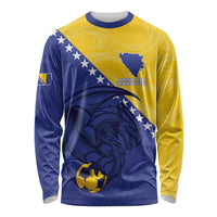 Custom Bosnia and Herzegovina Football 2026 Long Sleeve Shirt The Dragons Of Europe - Wonder Print Shop