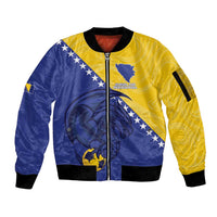 Custom Bosnia and Herzegovina Football 2026 Sleeve Zip Bomber Jacket The Dragons Of Europe - Wonder Print Shop