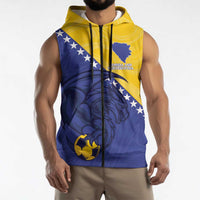 Custom Bosnia and Herzegovina Football 2026 Sleeveless Zip Hoodie The Dragons Of Europe - Wonder Print Shop