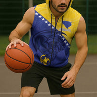 Custom Bosnia and Herzegovina Football 2026 Sleeveless Zip Hoodie The Dragons Of Europe - Wonder Print Shop