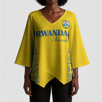 Rwanda Football Custom Kimono Sleeve Blouse Stand With Amavubi - Yellow - Wonder Print Shop