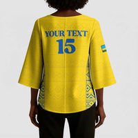 Rwanda Football Custom Kimono Sleeve Blouse Stand With Amavubi - Yellow - Wonder Print Shop