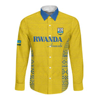 Rwanda Football Custom Long Sleeve Button Shirt Stand With Amavubi - Yellow - Wonder Print Shop
