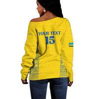 Rwanda Football Custom Off Shoulder Sweater Stand With Amavubi - Yellow - Wonder Print Shop