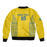 Rwanda Football Custom Sleeve Zip Bomber Jacket Stand With Amavubi - Yellow - Wonder Print Shop