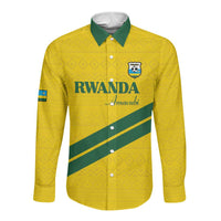 Custom Rwanda Football Long Sleeve Button Shirt Pride Of Rwanda - Yellow - Wonder Print Shop